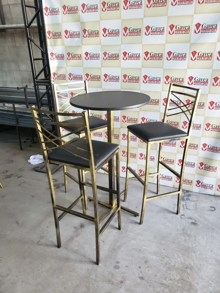 Miniatura: Banquetas Bistrô dourada assento preto