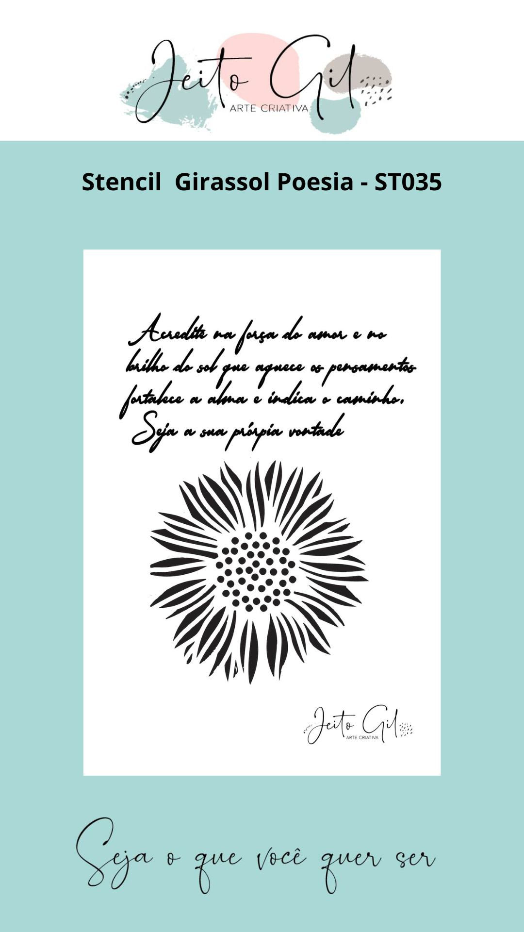 STENCIL GIRASSOL POESIA ST035G- GRANDE 14,8 X 20CM