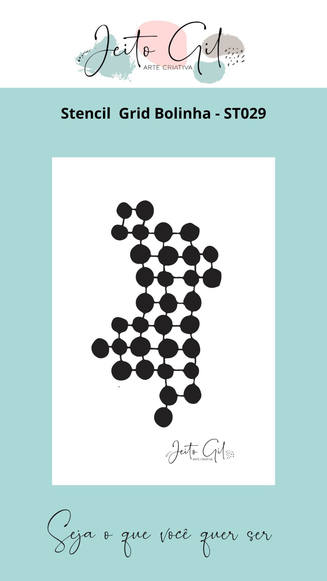 STENCIL GRID BOLINHA ST029P - PEQUENO 9,5 X 13cm