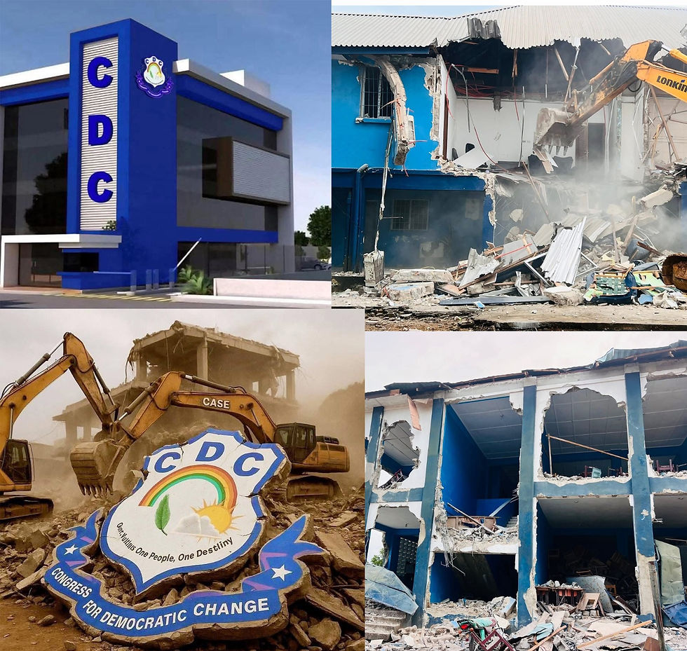 IN PHOTO: Glimpse of the projected CDC headquarters alongside scenes from the August 23 demolition