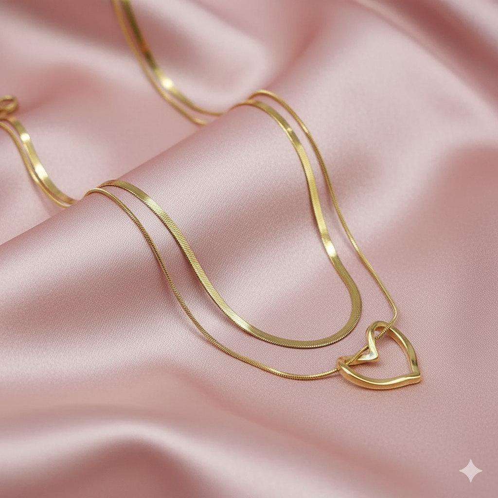 snake chain heart necklace