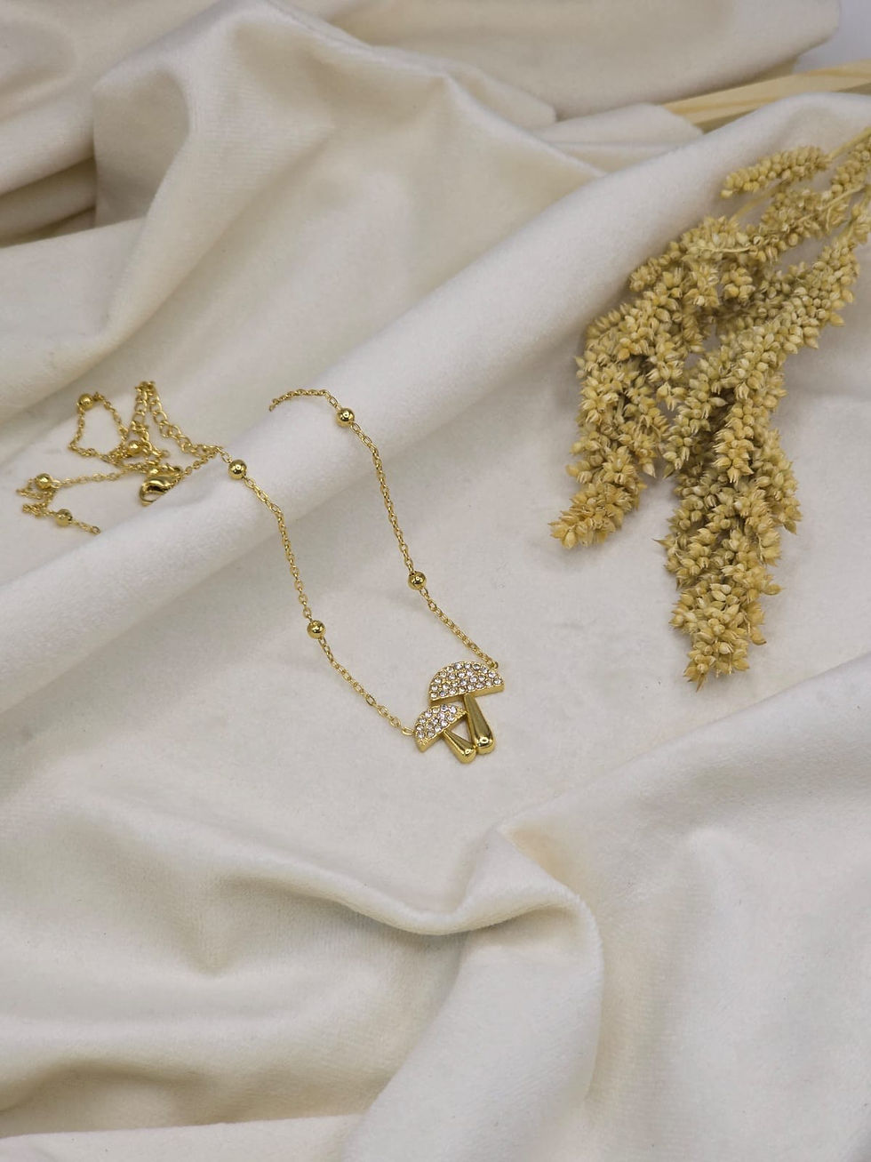 Thumbnail: gold plated mushroom pendant necklace