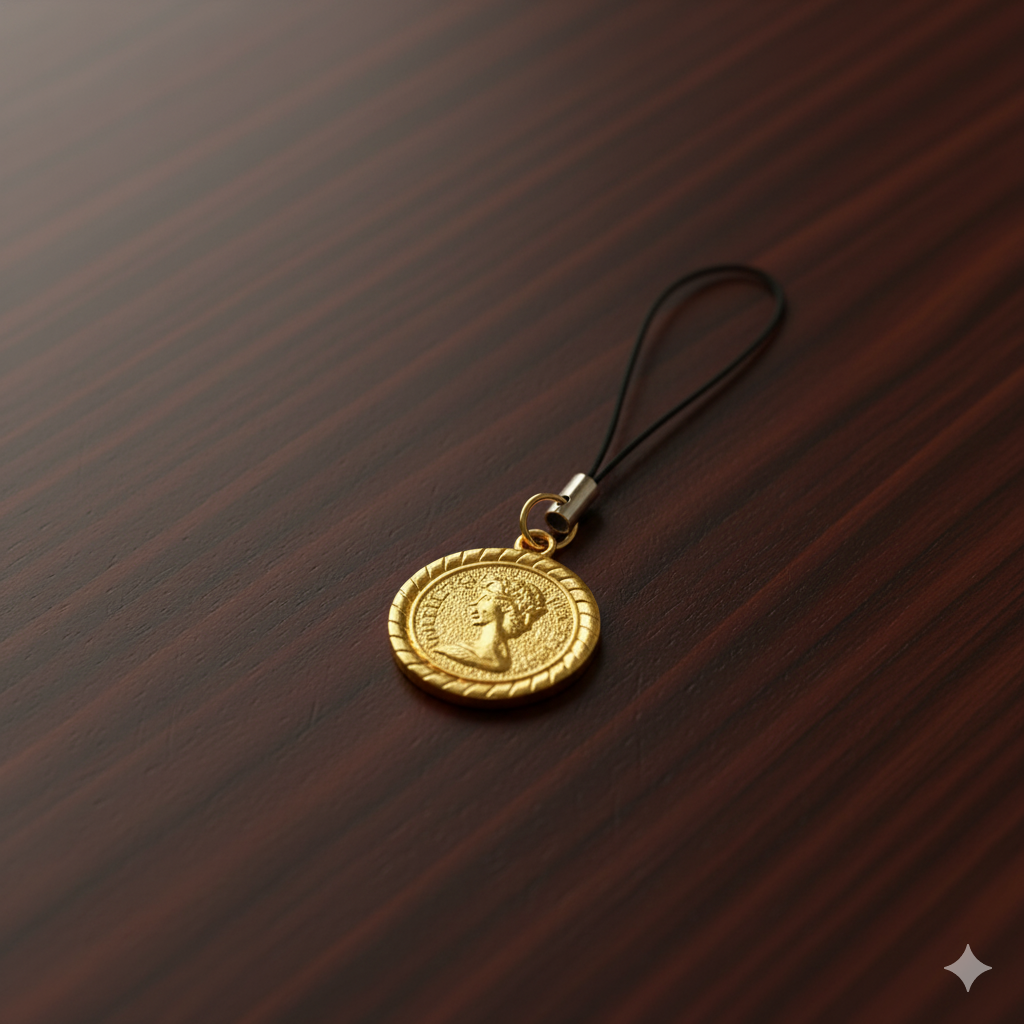 lucky coin phone charm