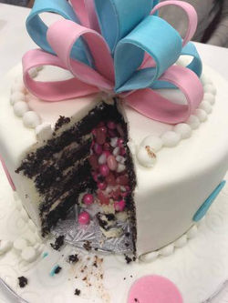 Gender Reveal cake inside