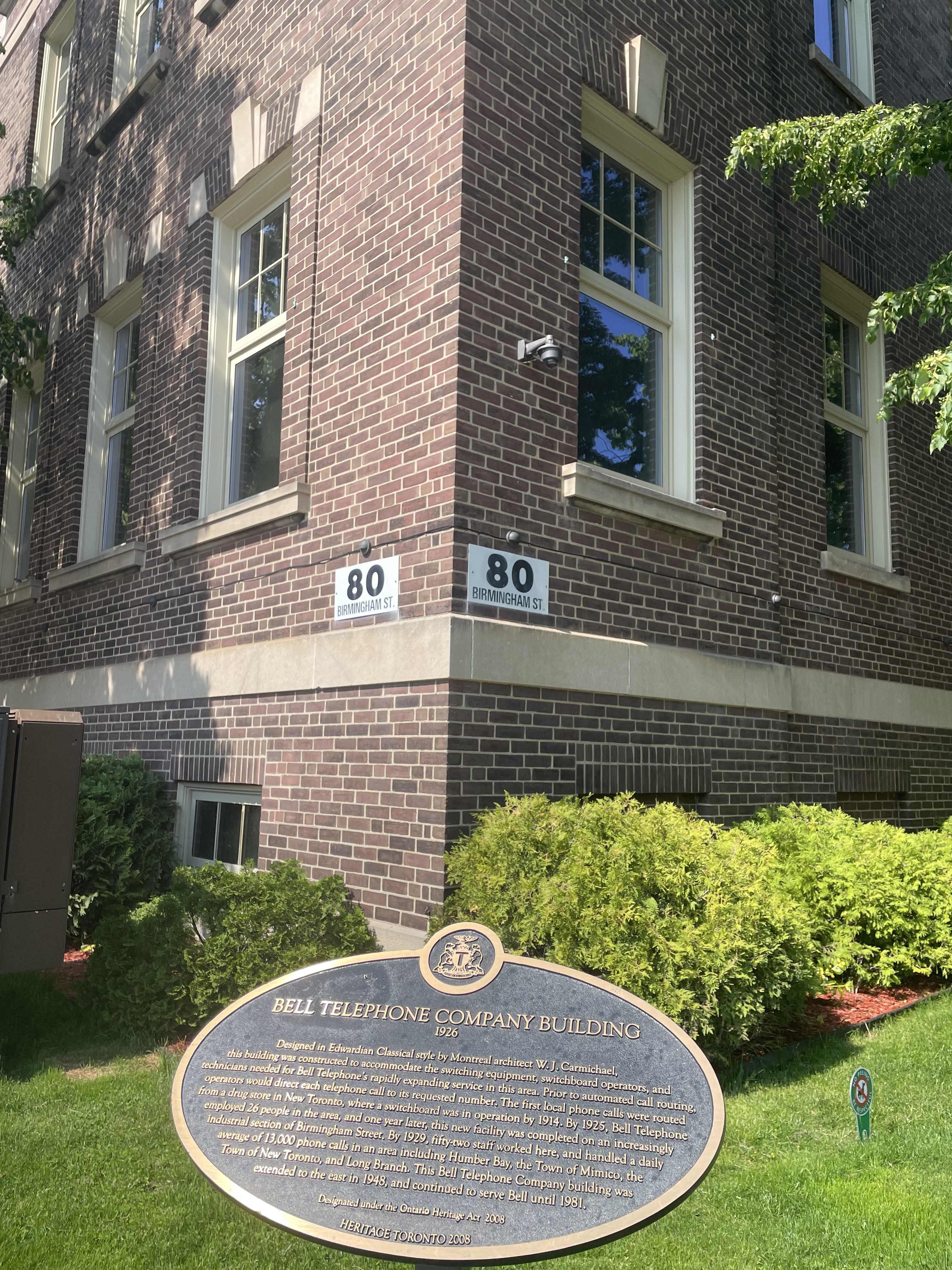 Heritage Plaque — Bell Telephone Co. of Canada 1926