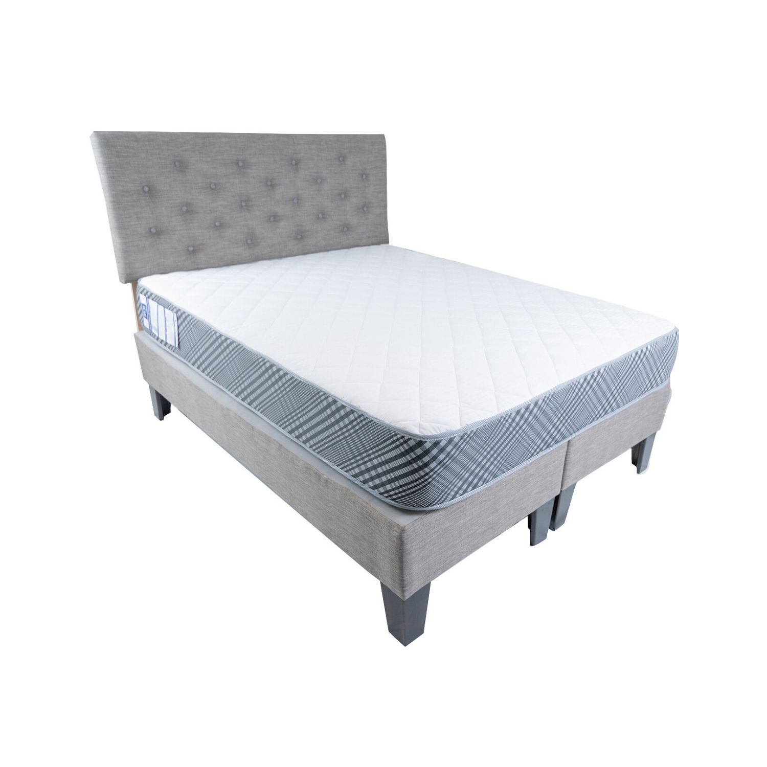 Cama HVM 2P Respaldo Lino Gris