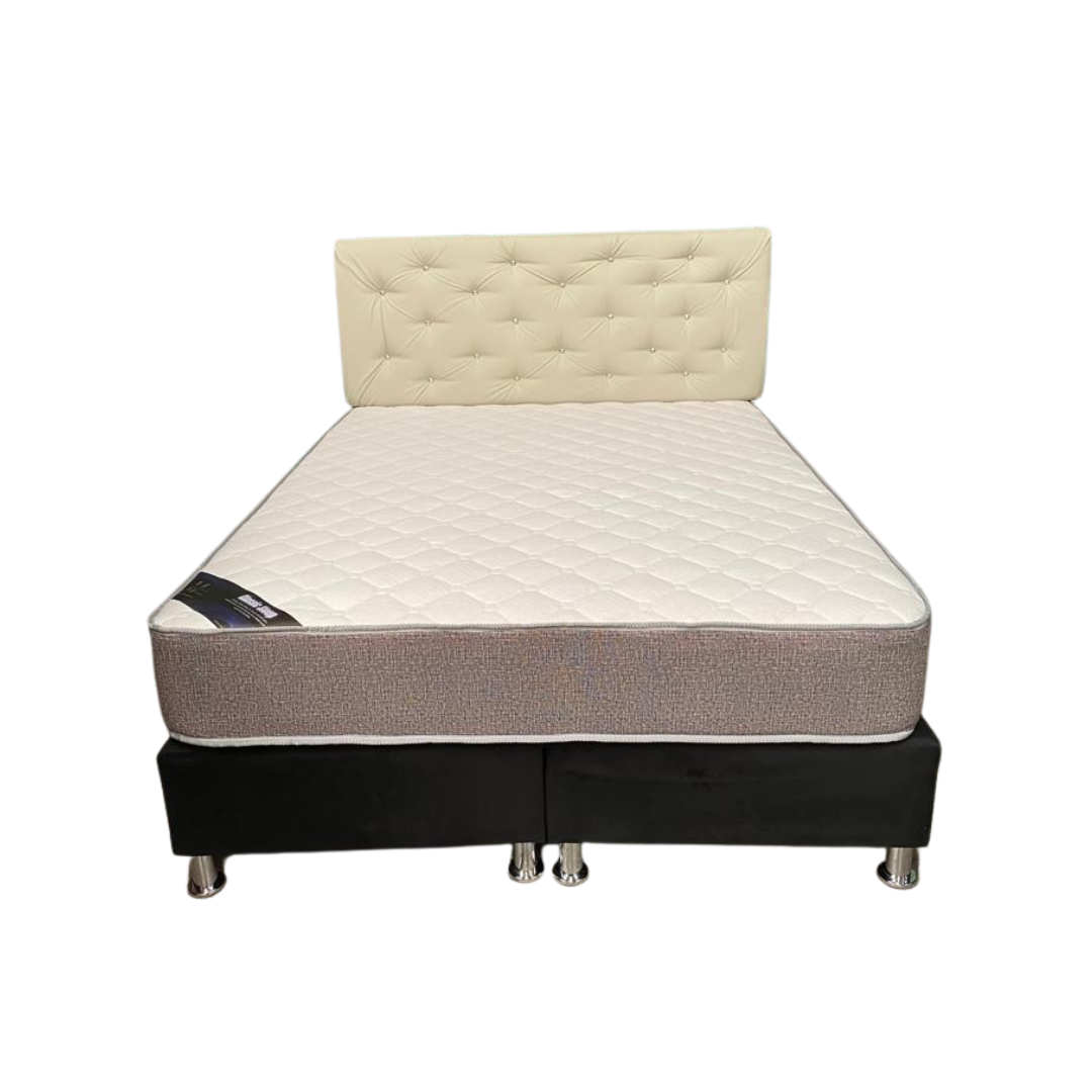 Cama HVM 2P Respaldo Beige CueroPU