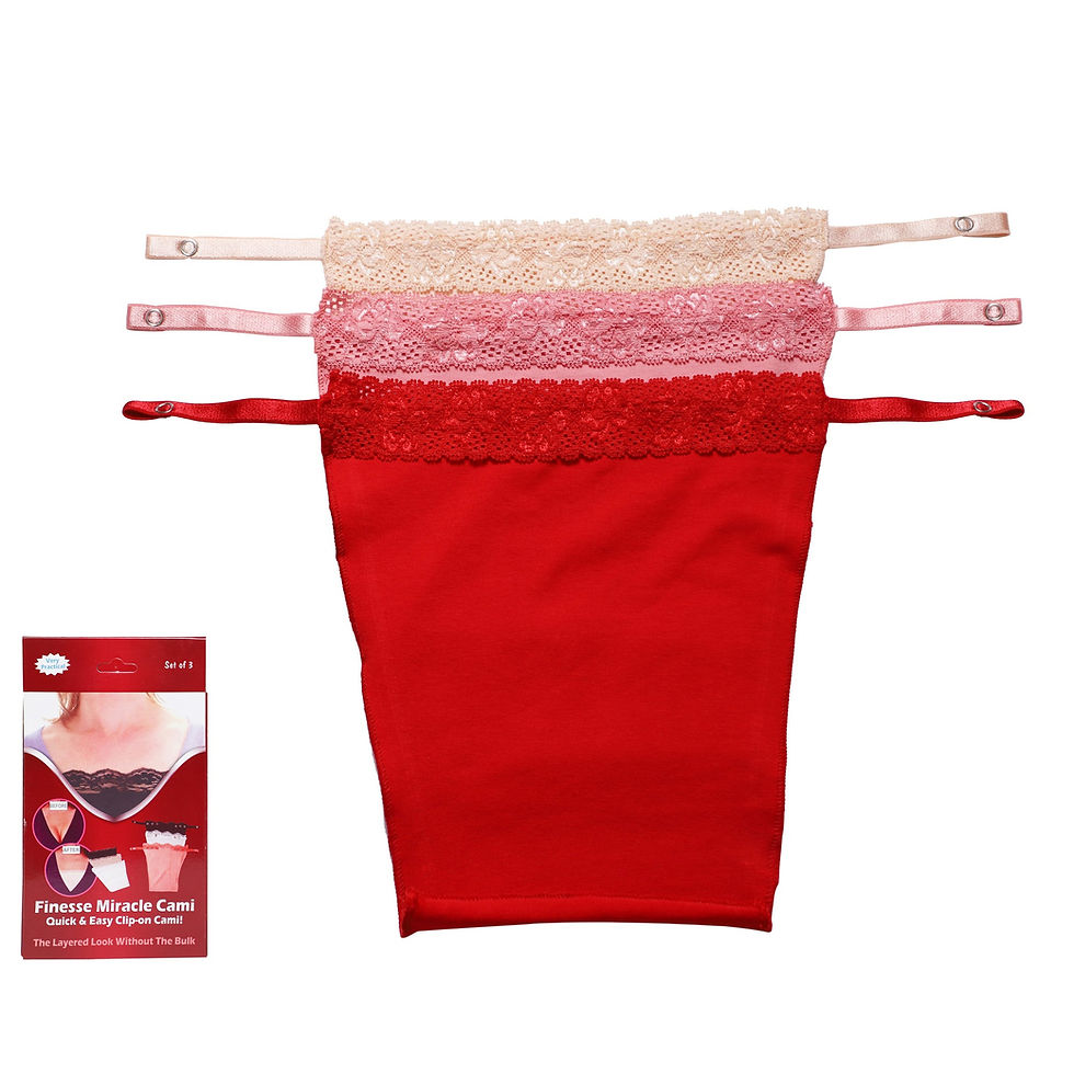 Thumbnail: Finesse Miracle Cami - Womens Clip-on Mock Camisole - Set of 3 Red Pink Peach