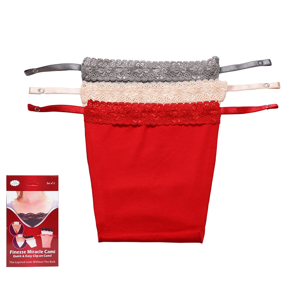 Thumbnail: Finesse Miracle Cami - Womens Clip-on Mock Camisole - Set of 3 Red Grey  & Peach