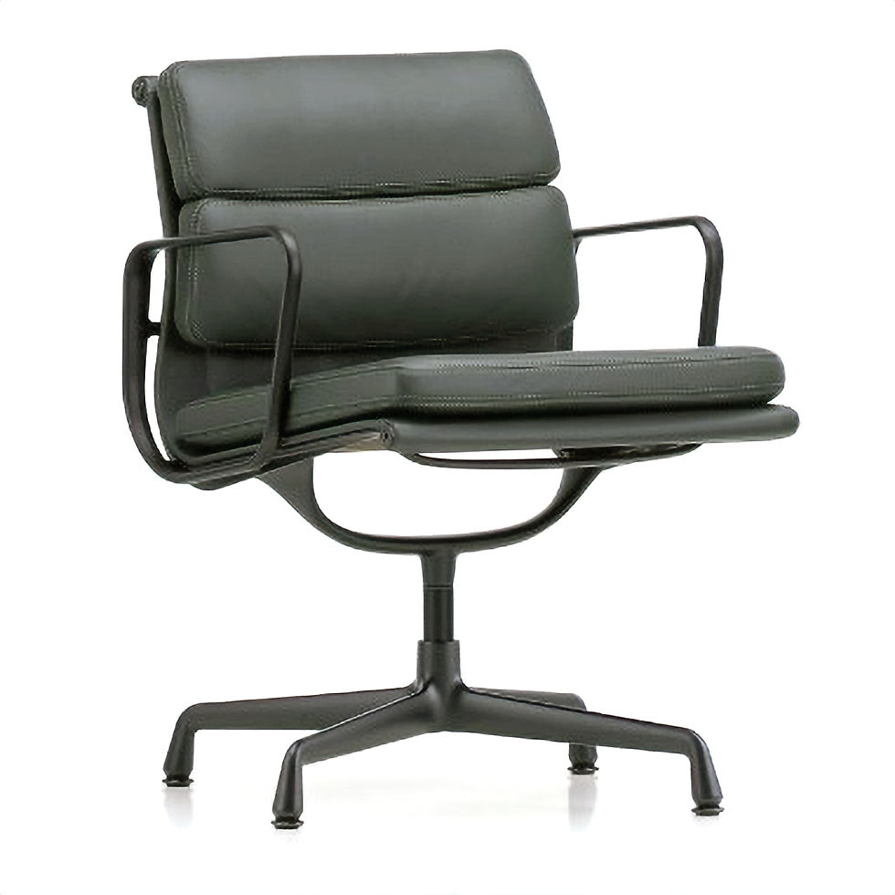 herman miller aluminum group eames soft pad chair in black leather on black frame
