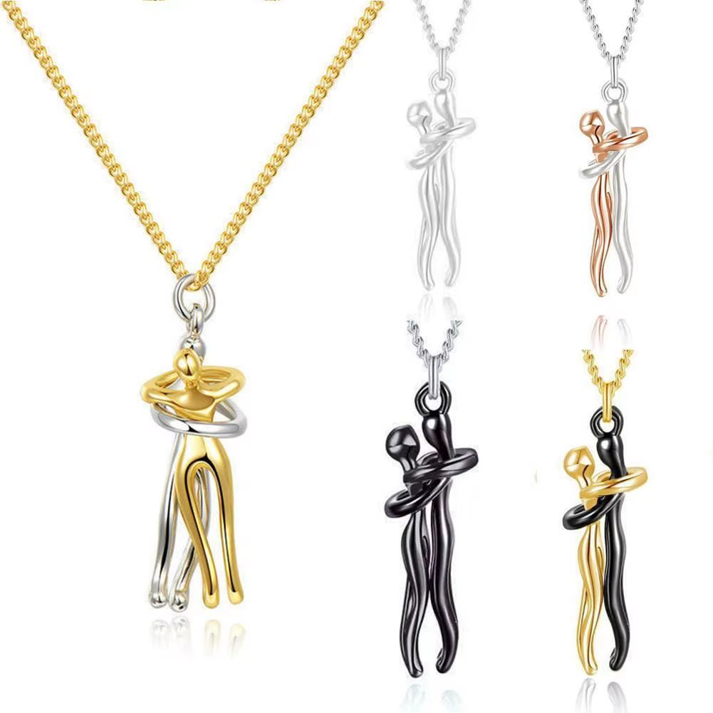 Exquisite Couple Hugging Pendant Necklace