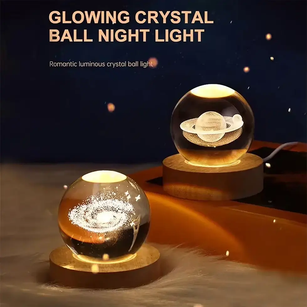 Thumbnail: Unique 3D Crystal Ball Lamp with Galaxy and Planetary Projections