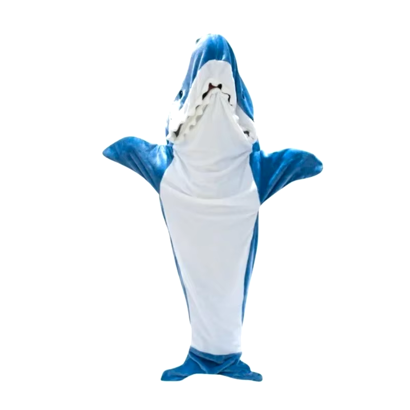 Thumbnail: Large Size Thickened Warm Flannel Winter Pajamas Shark 