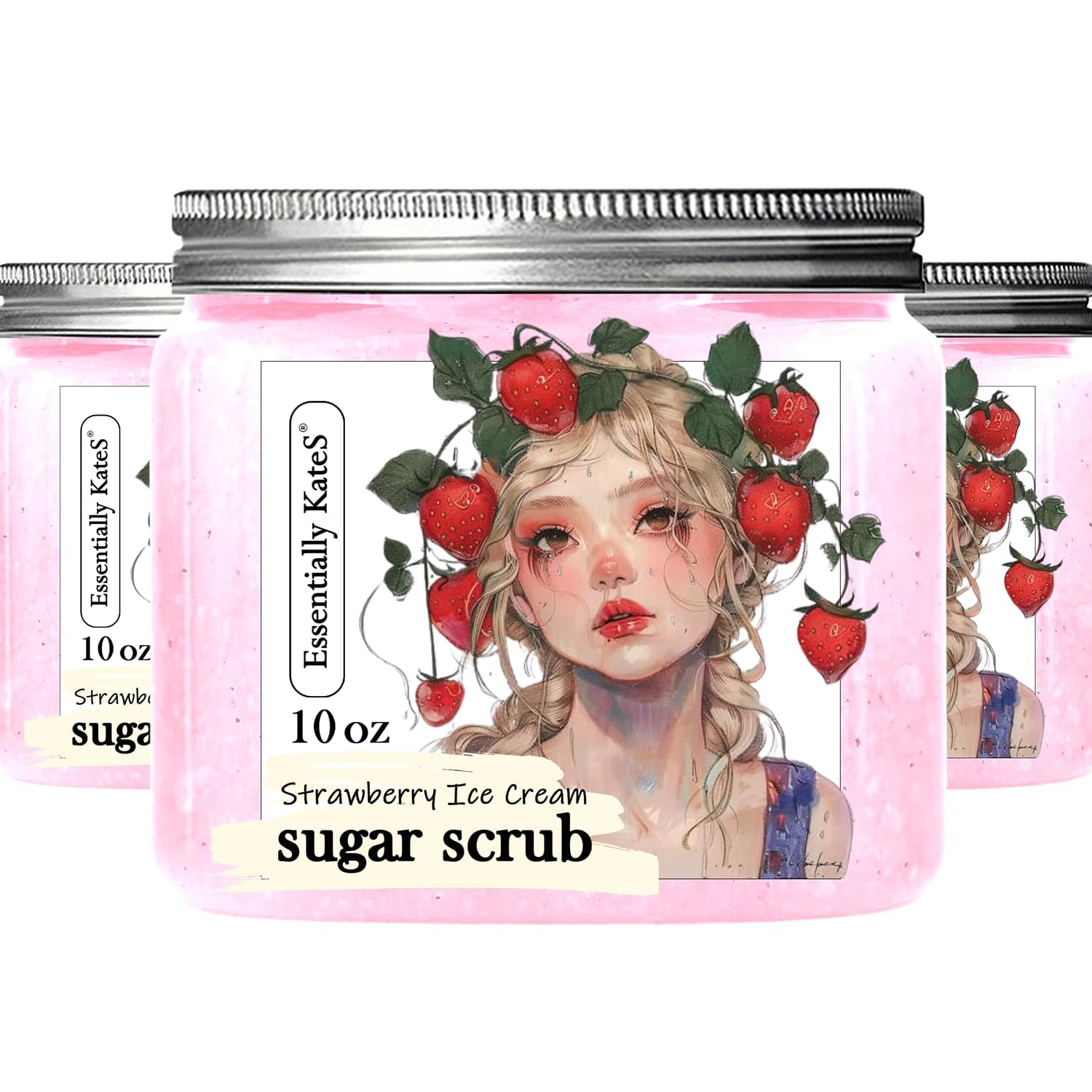 Natural Strawberry Ice Cream Sugar Scrub 10 oz - Pack of 3