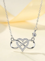 925 Sterling Silver Micro Pave Heart Infinity Pendant Necklace