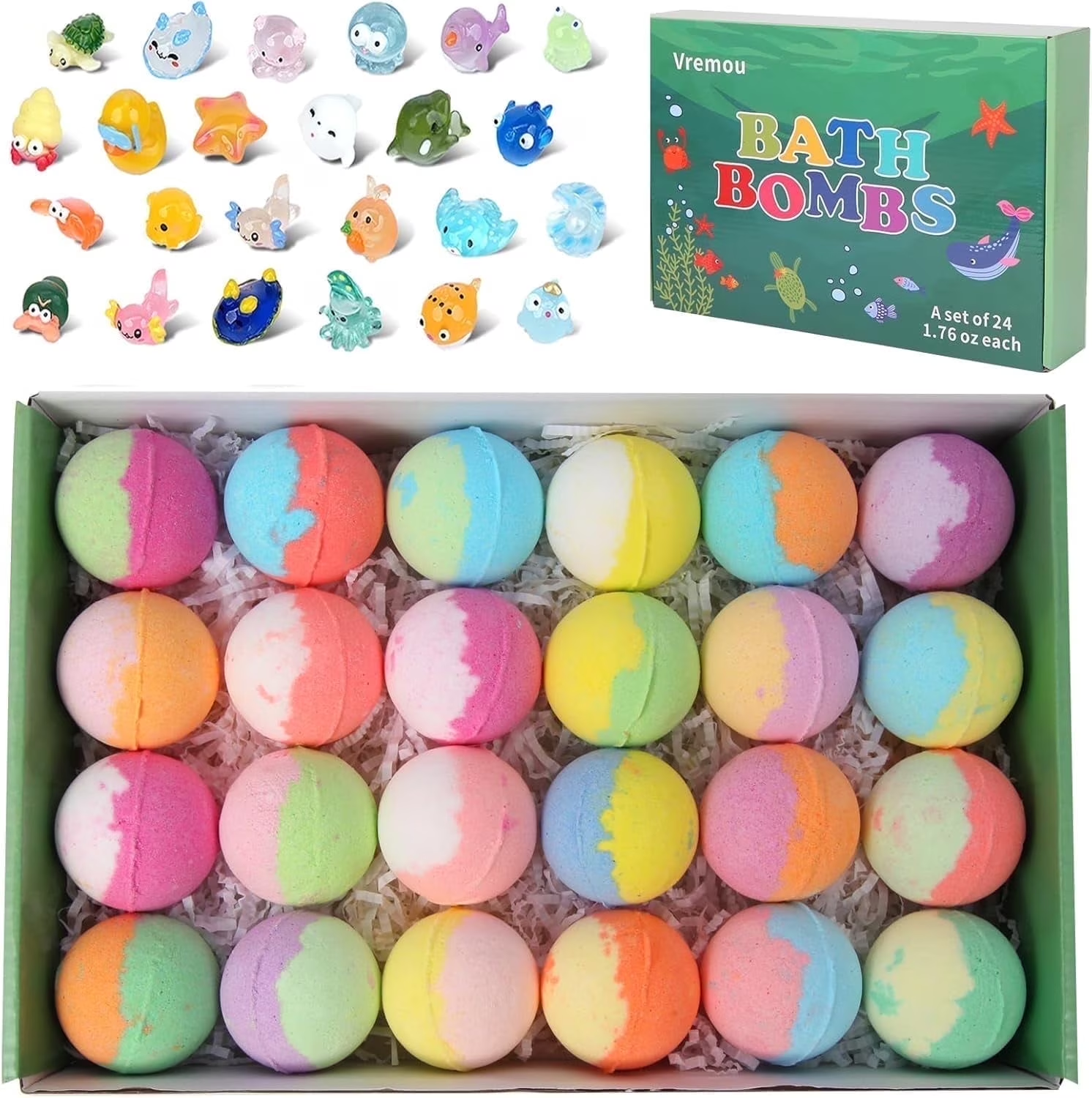 24 Pack Bath Bombs for Kids with Surprise Inside