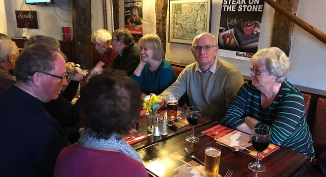 Group of walkers at pub lunch