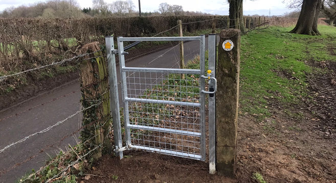New pedestrian gate in field at Bewley Farm