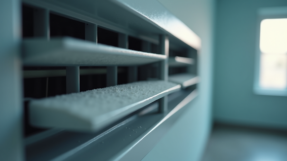 Close-up view of an air conditioning unit's clean filter