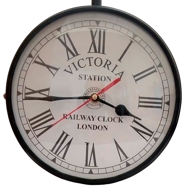 Thumbnail: Vintage London Railway Station Clock Double-Sided Wall-Mounted