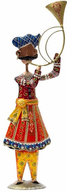 Thumbnail: Band Baja Barat Standing Musician Metal Showpiece For Table Decor