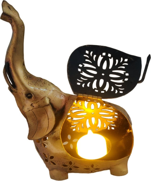 Thumbnail: Elephant T Light Candle Holder Metal Table Decor attractive light for the festive season