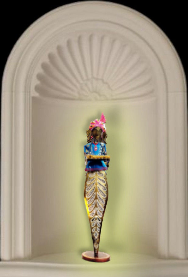 Thumbnail: Tribal Musician Candle Holder T Light Stand Metal Table Decor