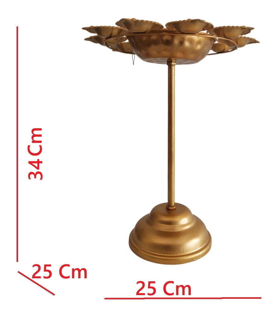 थंबनेल: Tealight Candle Holder Stands Gold Finish Decorative Floral Design