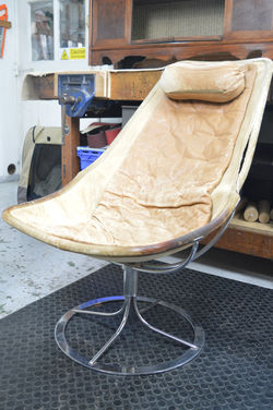 A Pototype Chrome, Leather and Canvas Chair