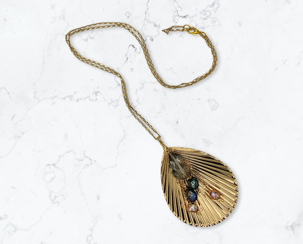 Thumbnail: Vintage sourced gold medallion and pearl necklace (one of a kind)