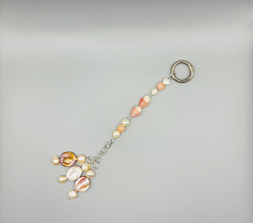 Thumbnail: Pink and white pearl purse charm