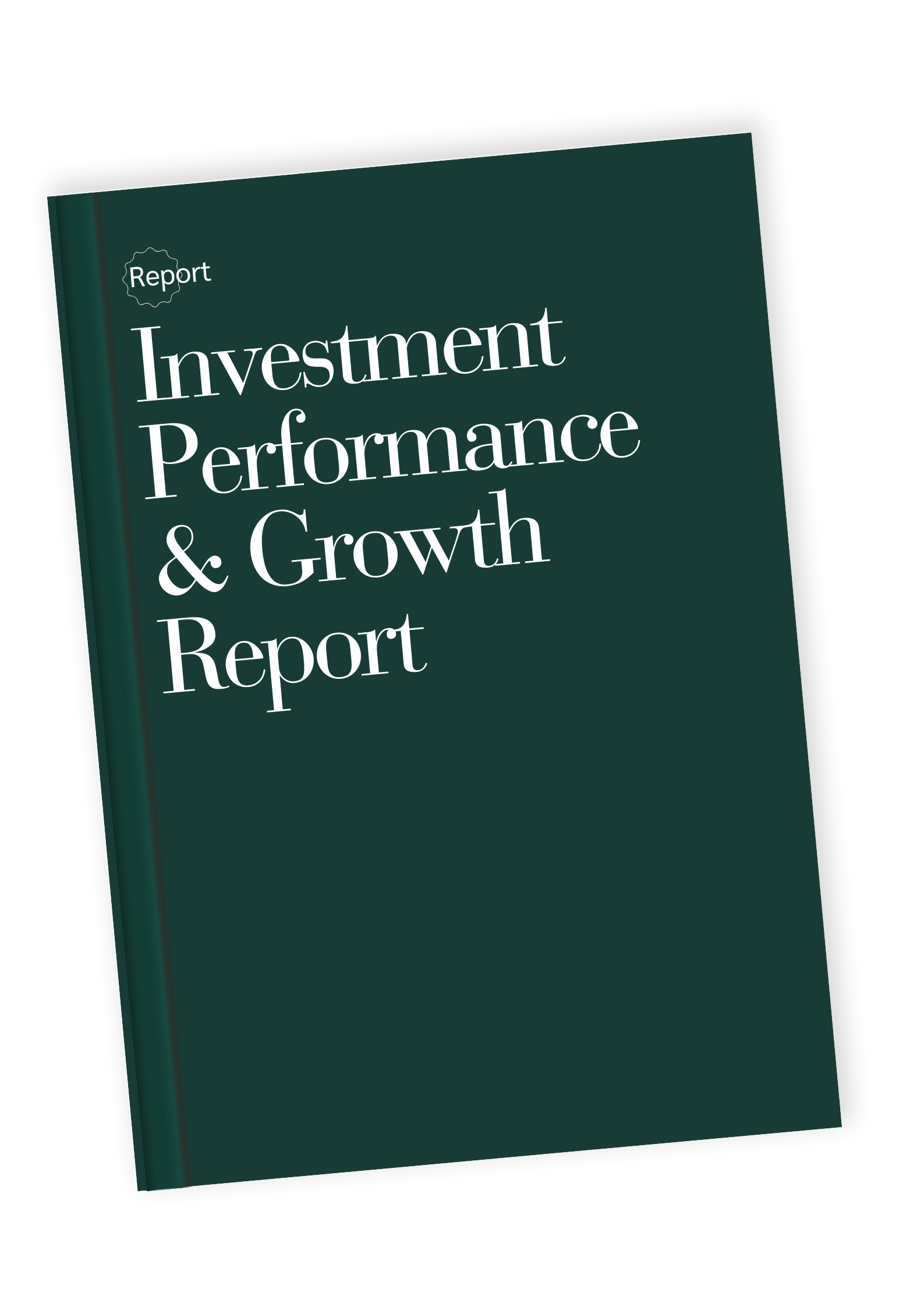 Green report titled "Investment Performance & Growth Report" on a table My Site 1