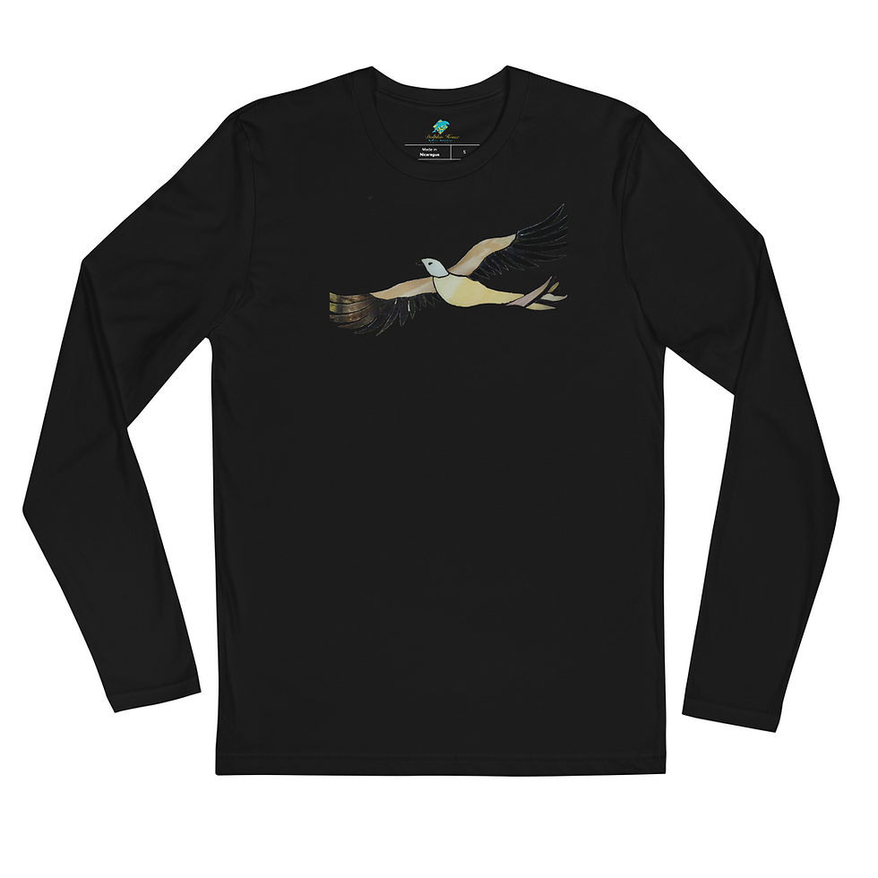 Thumbnail: Mosaic Bird Art Long Sleeve Fitted Crew with Dolphin House logo