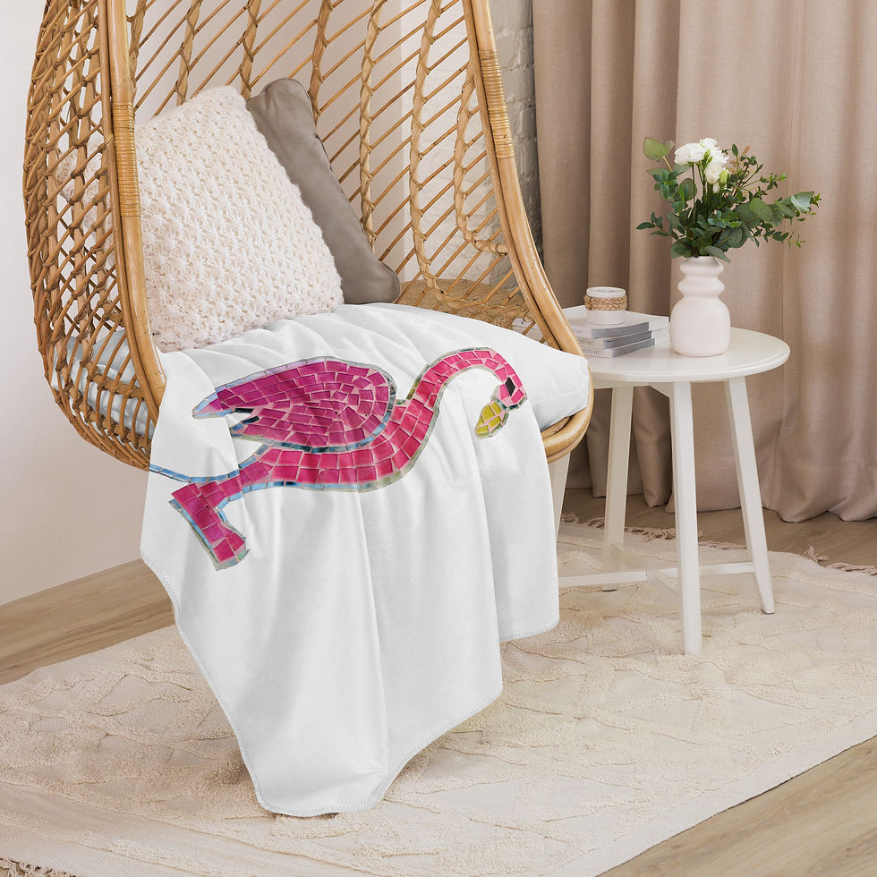 Thumbnail: Mosaic Pink Flamingo Sherpa blanket