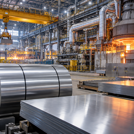 Contextual view of stainless steel coils and modern high-purity metals processing equipment