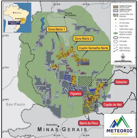 Map of Meteoric Resources’ Caldeira rare-earth project in Minas Gerais, Brazil