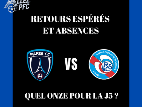 Paris FC – RC Strasbourg : le point complet sur les forces en présence avant la J5