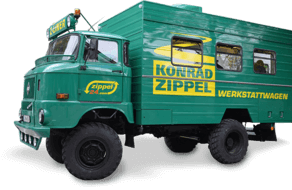 Konrad Zippel container truck used for inland logistics from German seaports