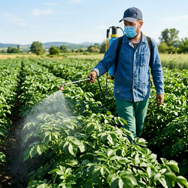 Foliar fertilizer being sprayed on crops in the field