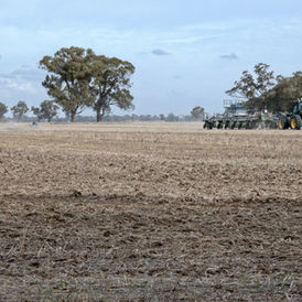 Tractor working across grain farmland in Victoria, Australia, illustrating Australian wheat production and exports