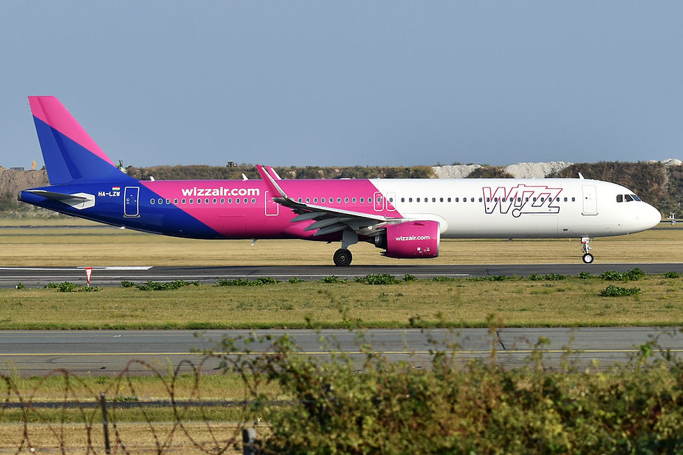 A real Wizz Air Airbus A321neo, the airline serving the Bucharest–Marrakech route. Photo: Anna Zvereva, CC BY-SA 2.0, via Wikimedia Commons.