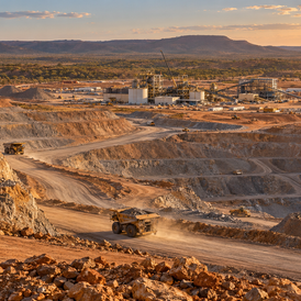 Contextual view of an open-pit mine development and processing infrastructure in northern Australia