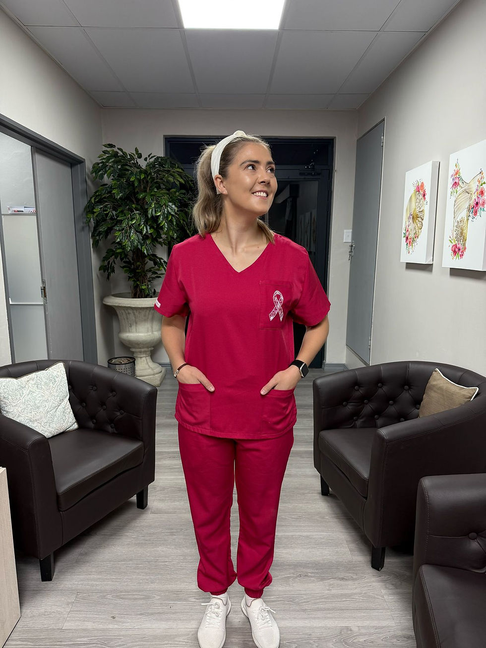 Thumbnail: High Waisted Jogger Pants- Cerise Pink