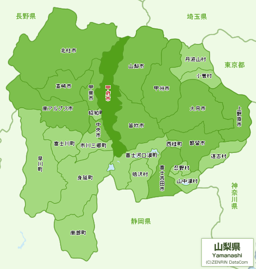 山梨県太陽光発電所草刈り対応エリア地図画像