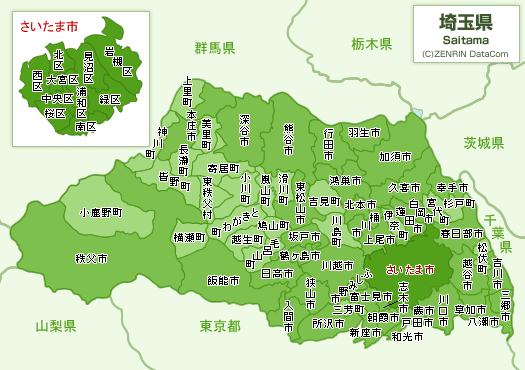 埼玉県太陽光発電所パネル洗浄対応エリア地図画像