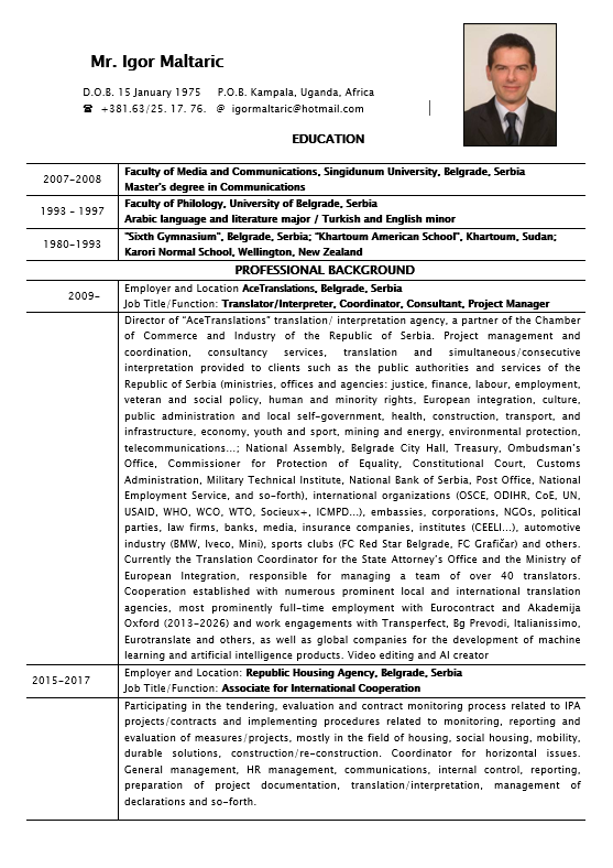 CV page 1