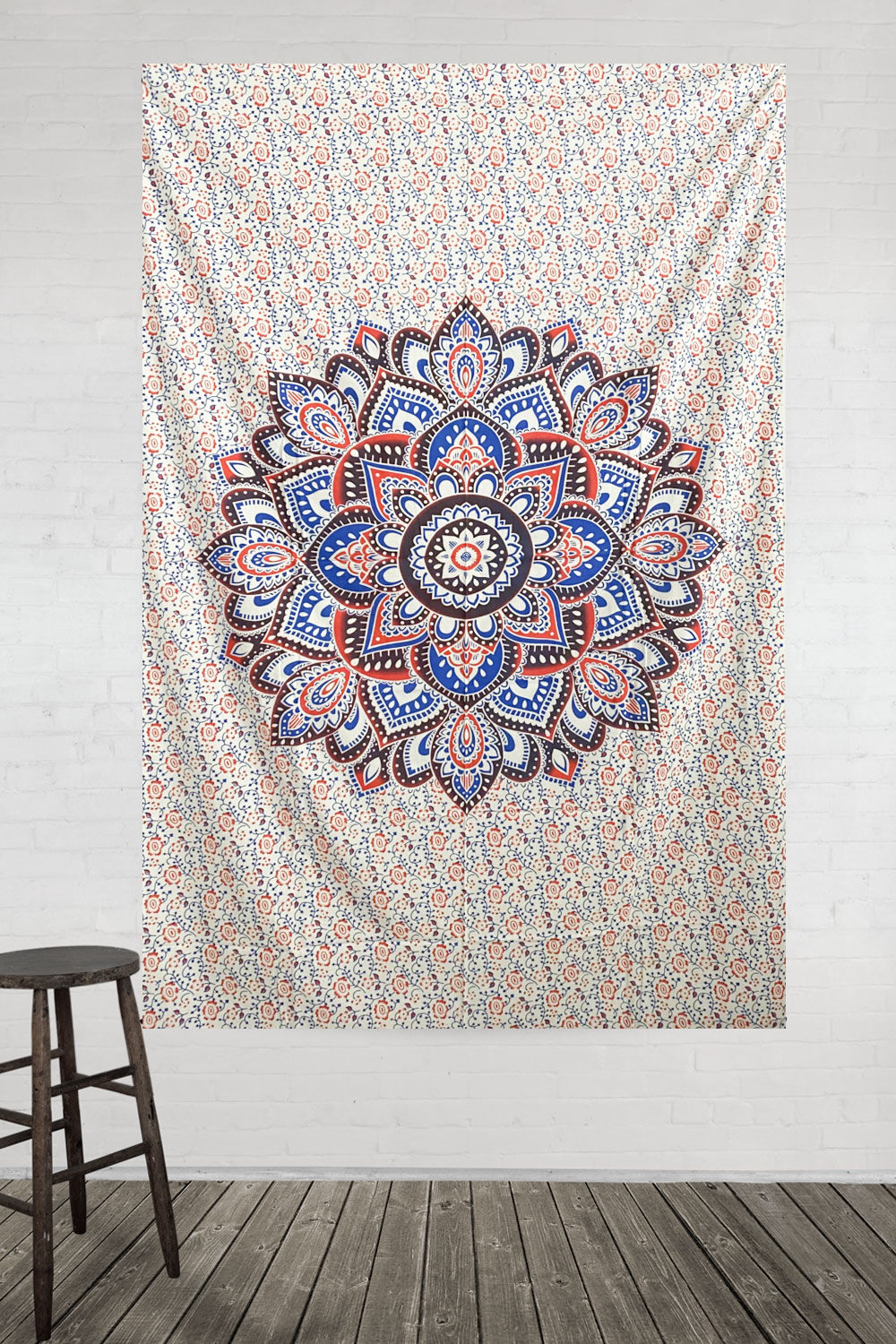 Zest For Life Red/Blue Mandala Tapestry 52x80"