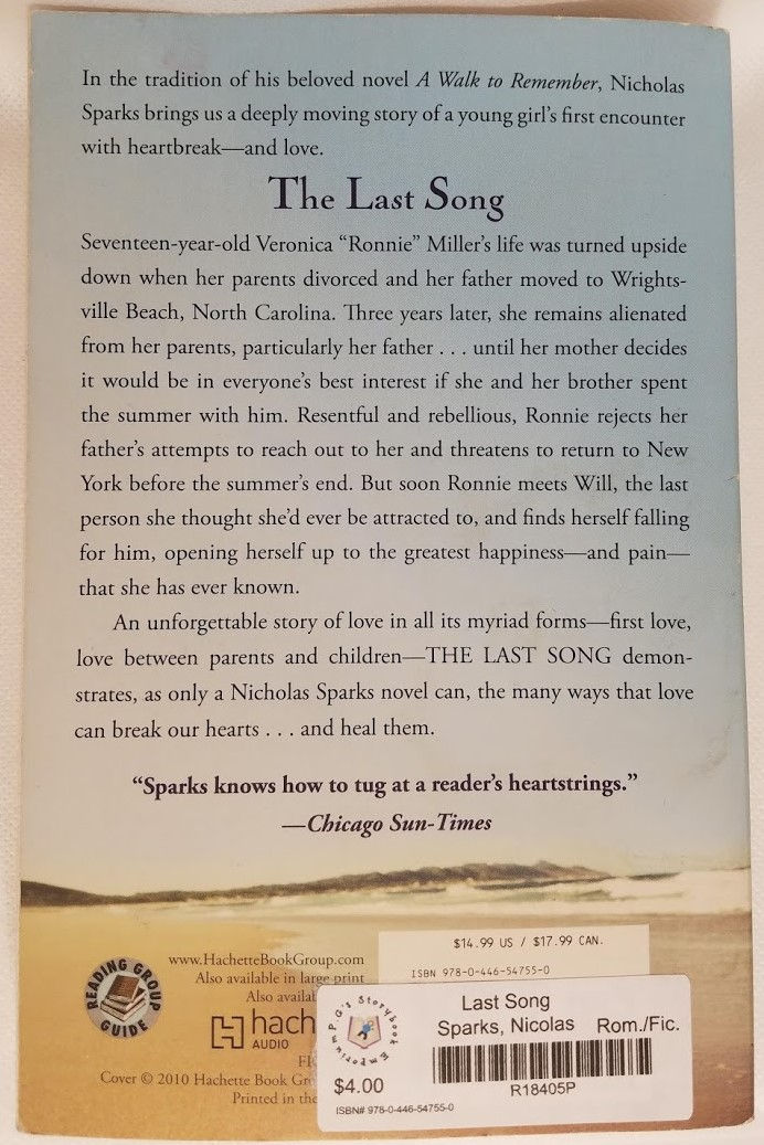 Thumbnail: Last Song, The by Nicholas Sparks
