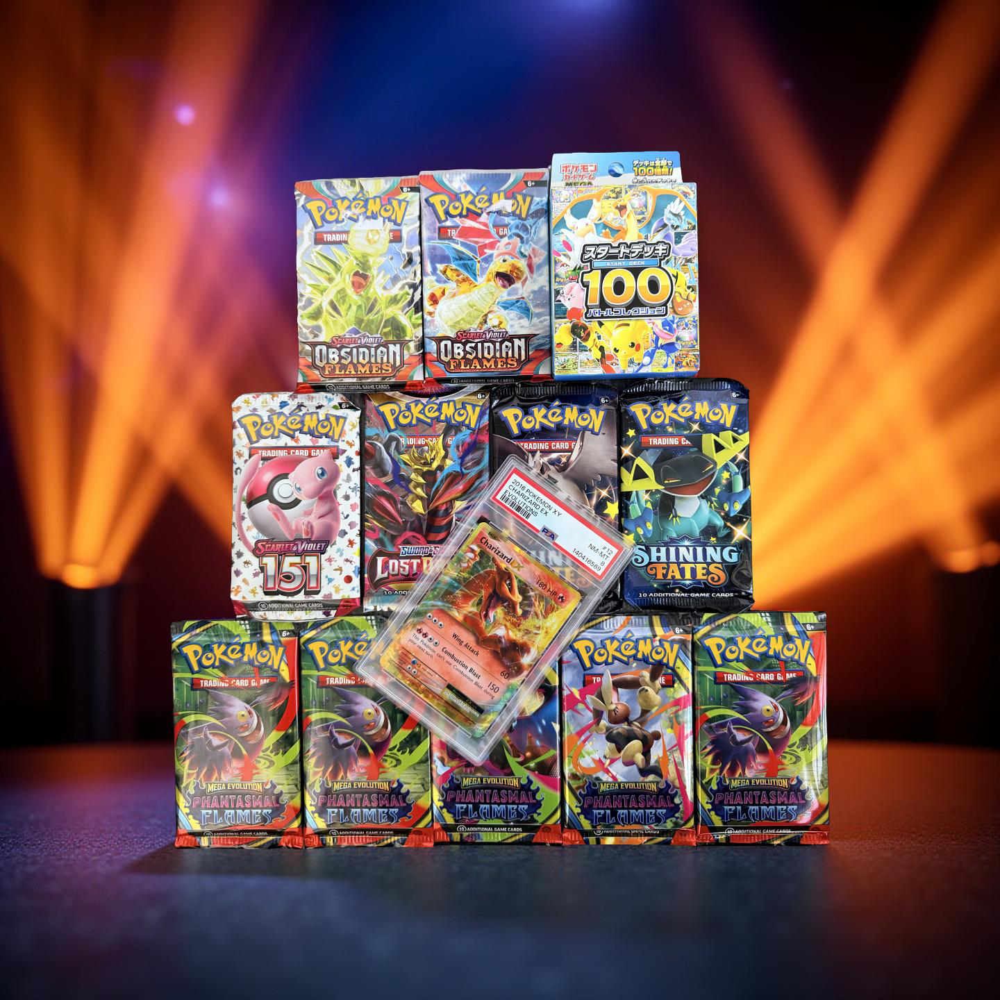 Charizard Hunter- 11 Packs Variety + Battle Deck 100 + PSA 8 XY EVO Zard