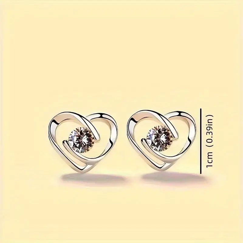 Thumbnail: Unique Heart Design Stud Earrings